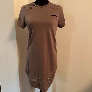 Distressed Brown T-Shirt Dress size XS